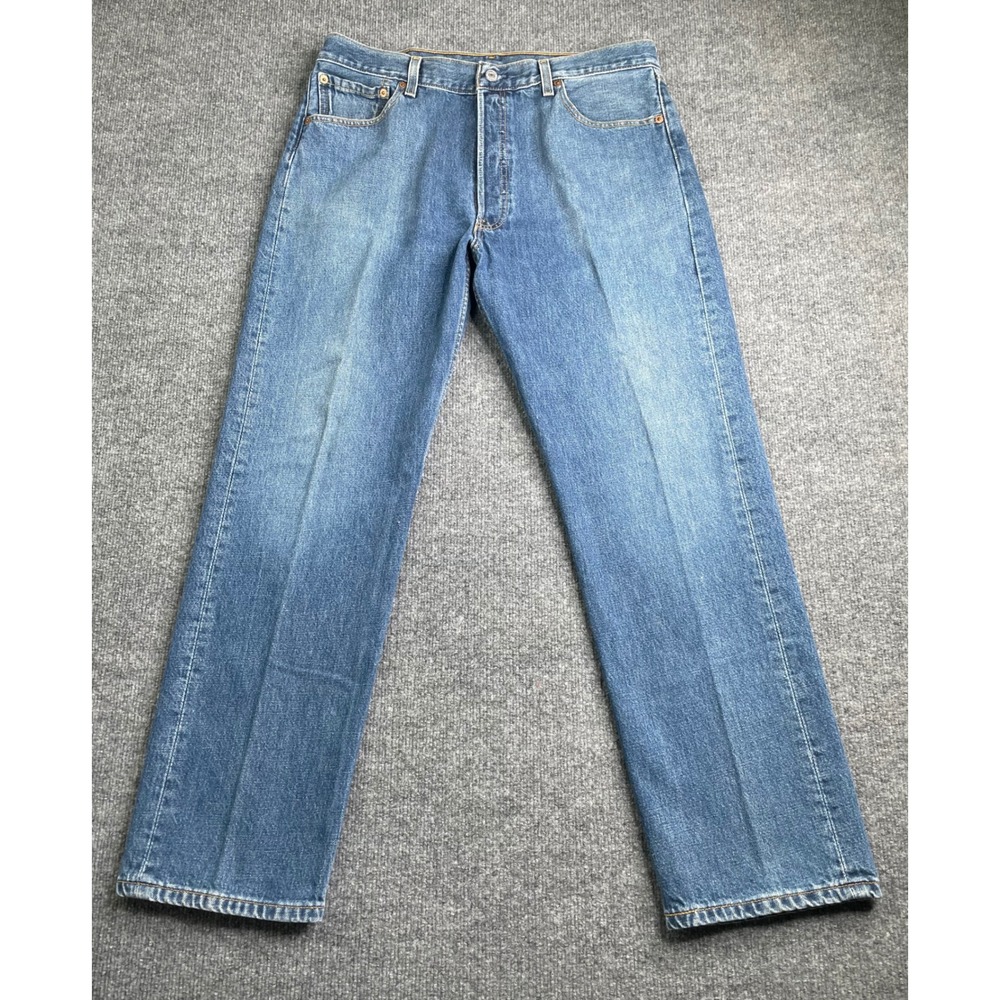 Levi's 501 Original Fit Jeans Men 36x30 Blue Medium Wash Button Fly Denim